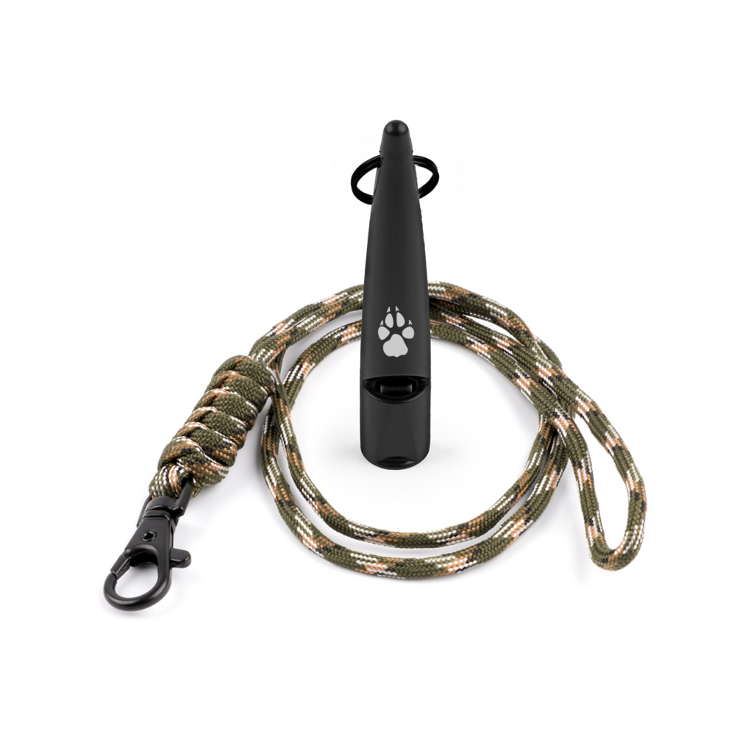 TDL Gundog Whistle (Black Whistle with Army Rope Lanyard)