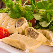 Maultaschen (mouth pockets) featuring Baden-Württemberg Seasoning - fantastic dumplings in broth or pan fried with a salad