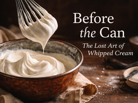 Close-up of whipped cream at three stages in a rustic metal bowl: soft and loose, perfect soft peaks, and overwhipped cream beginning to separate into butter, demonstrating how to properly whip cream.