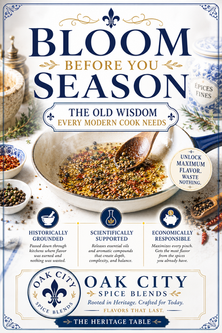 Herbs and spices being crushed and bloomed in butter representing the three-step method rooted in medieval and Renaissance cooking tradition, Oak City Spice Blends.