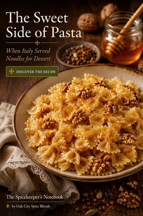 A forgotten Italian tradition comes back to life as honey, browned butter, and warm medieval spices transform humble farfalle into an elegant Renaissance-inspired dessert. Sweet Pasta!