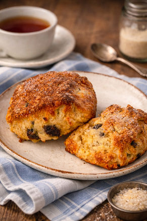 Make tender vanilla raisin yogurt scones using bread flour. A creative baking guide when you don’t have traditional pastry flour.