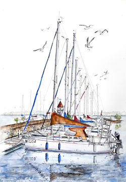Voiliers à la marina d'Oka, Oka