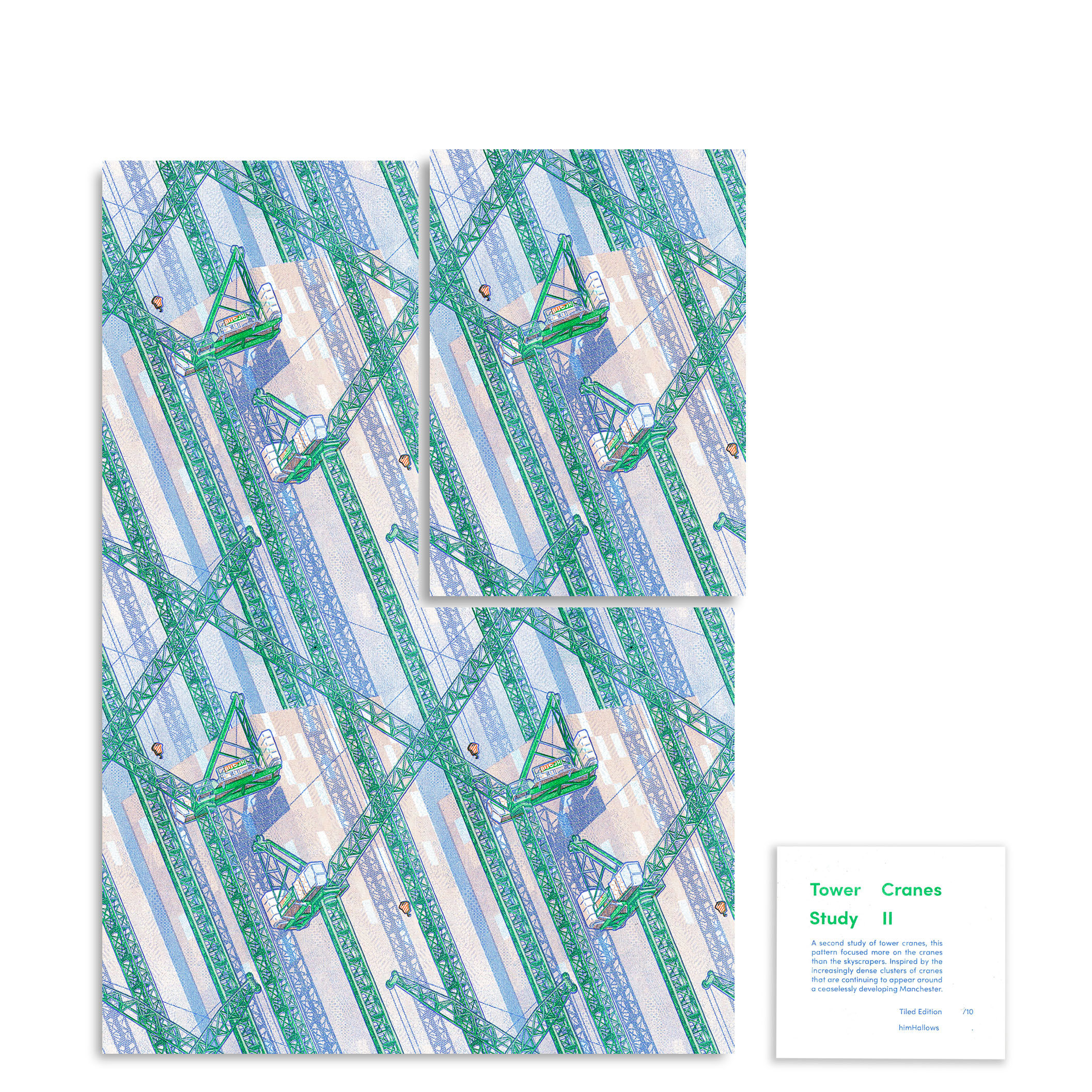 Tower Cranes Study II - A2 Tiled Pattern
