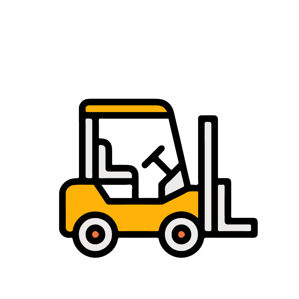 Yellow forklift icon on black background