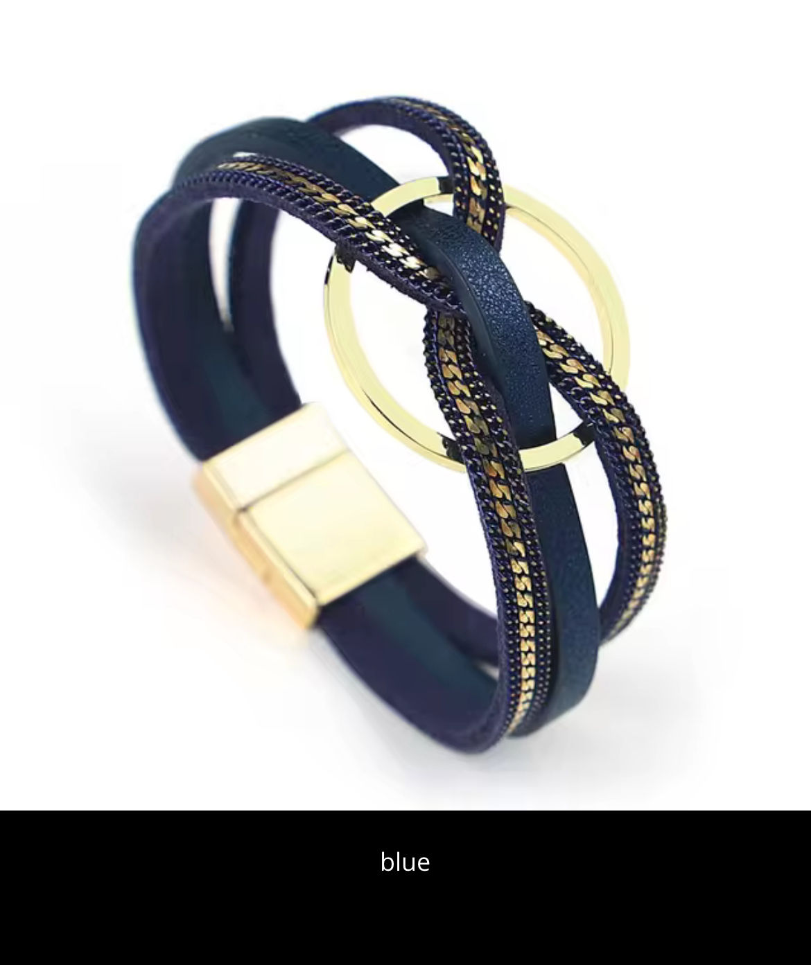 Navy Blue Leather Bracelet 