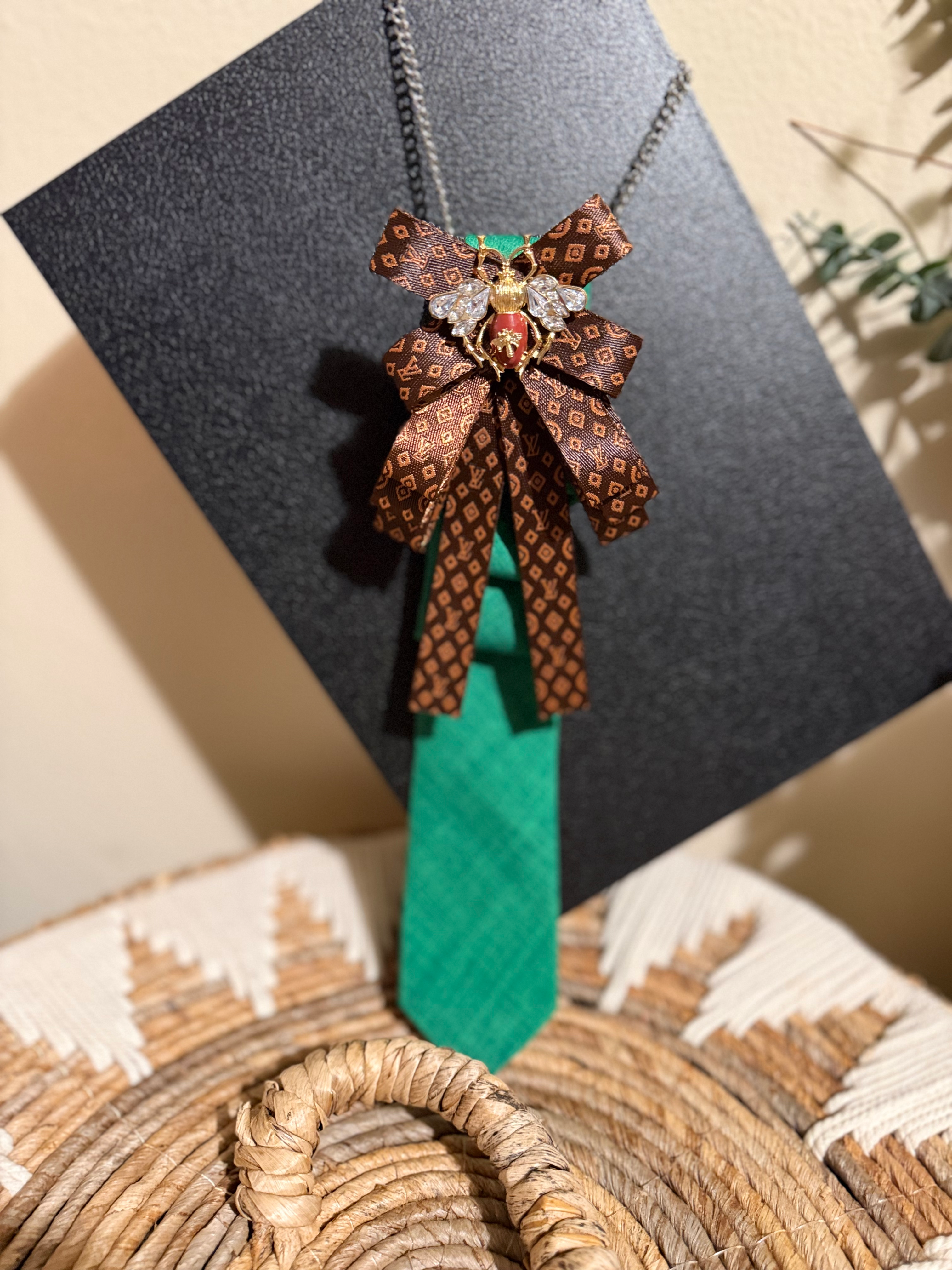 Luxury Kharmed LV Green/Brown Necktie