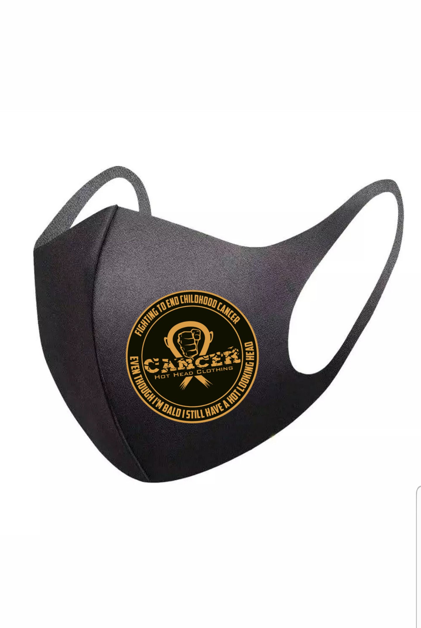 Gold " I'm Fighting To End Childhood Cancer"  Polyester Mask