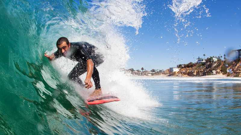 Surfer gets barrelled in Portugal