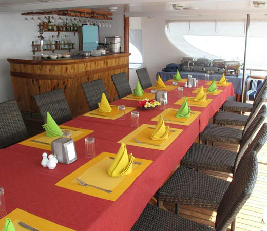 Dinner on the surf boat