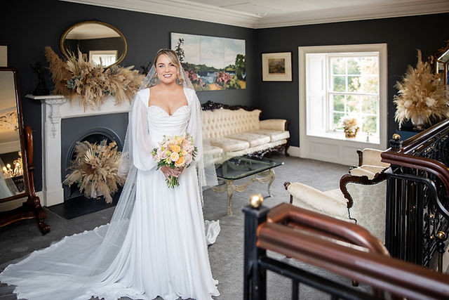 Emotional first look between a bride and her father at Clonabreany House.