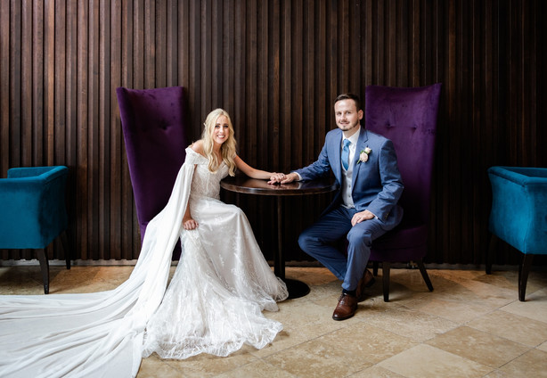 Bride and groom wedding ceremony at The Galmont Hotel Galway. Natural photography by Art of Wedding duo in Co. Galway