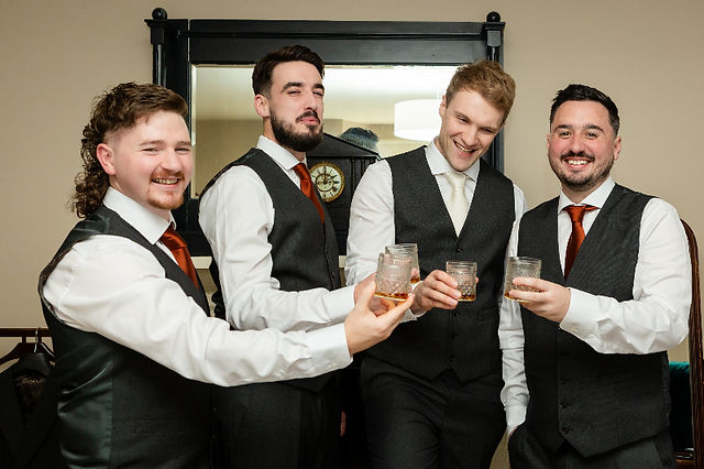 Groom and his groomsmen getting ready at Clonabreany House.