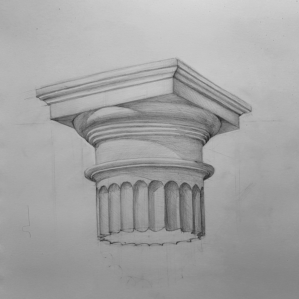 Рисунок колонны карандашом