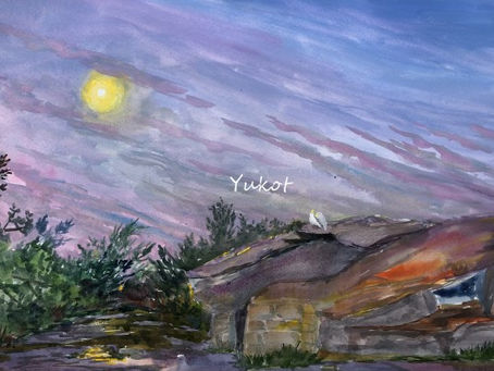 ”夜明けのお月様。”