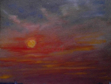 "眠り行く月” "Moonset"