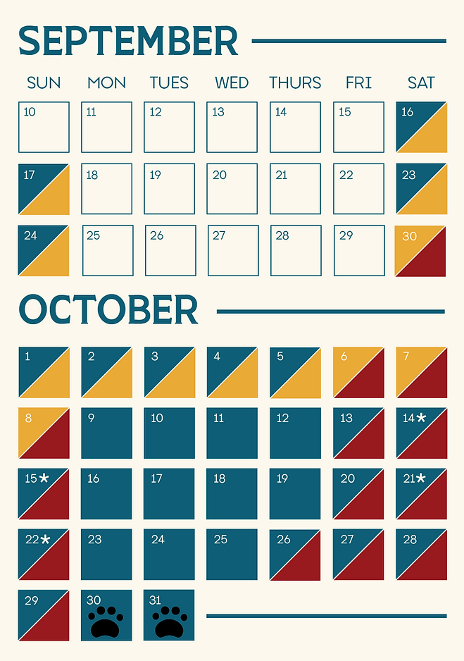 Stocker Season Calendar