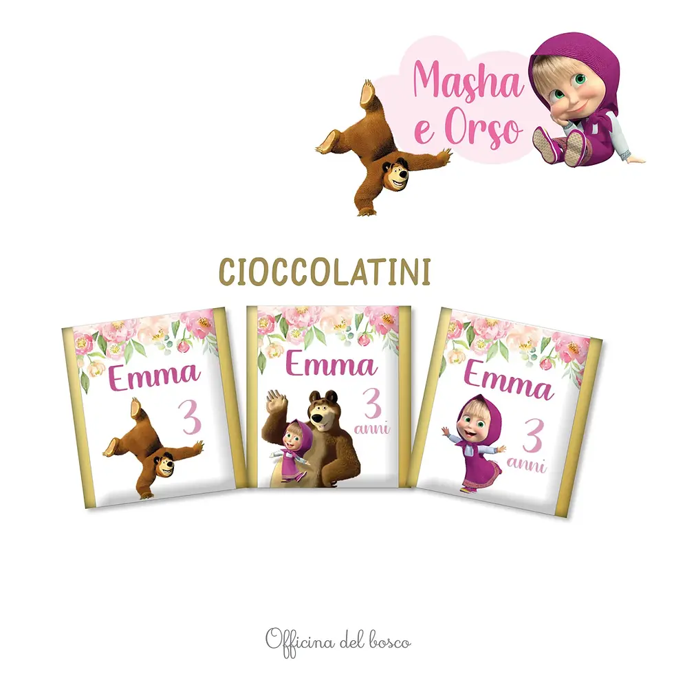 Cioccolatini Personalizzati – Masha e Orso compleanno battesimo