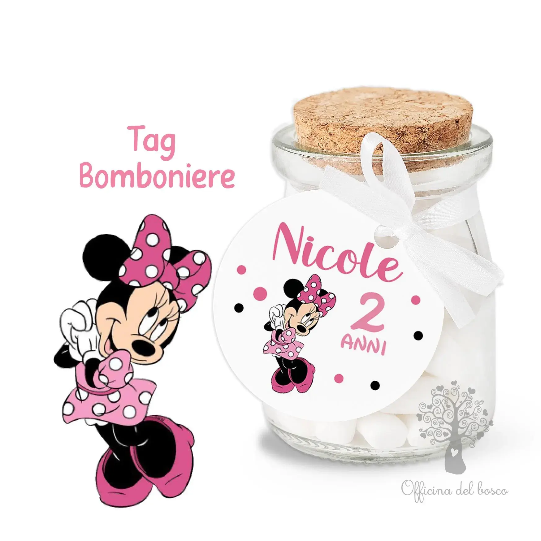 tag bigliettini bomboniera minnie