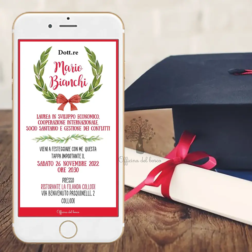 Copia di Invito Digitale Laurea Alloro Fiocco rosso