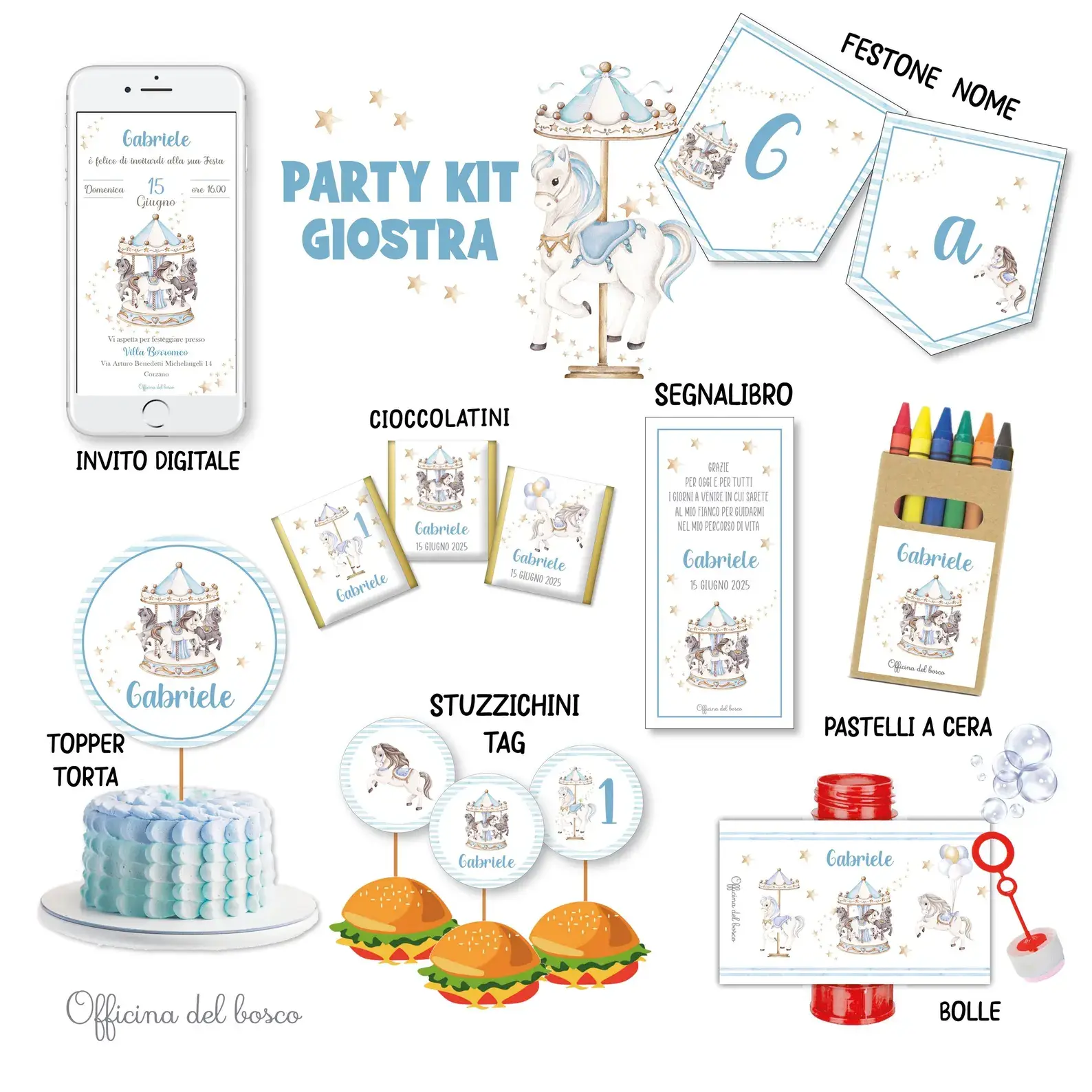 Decorazioni compleanno tema carosello rosa e oro