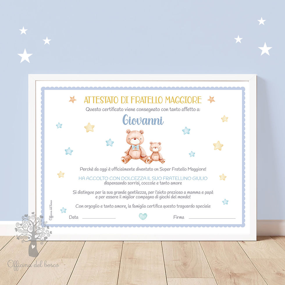 Attestato fratello maggiore, idea regalo nascita