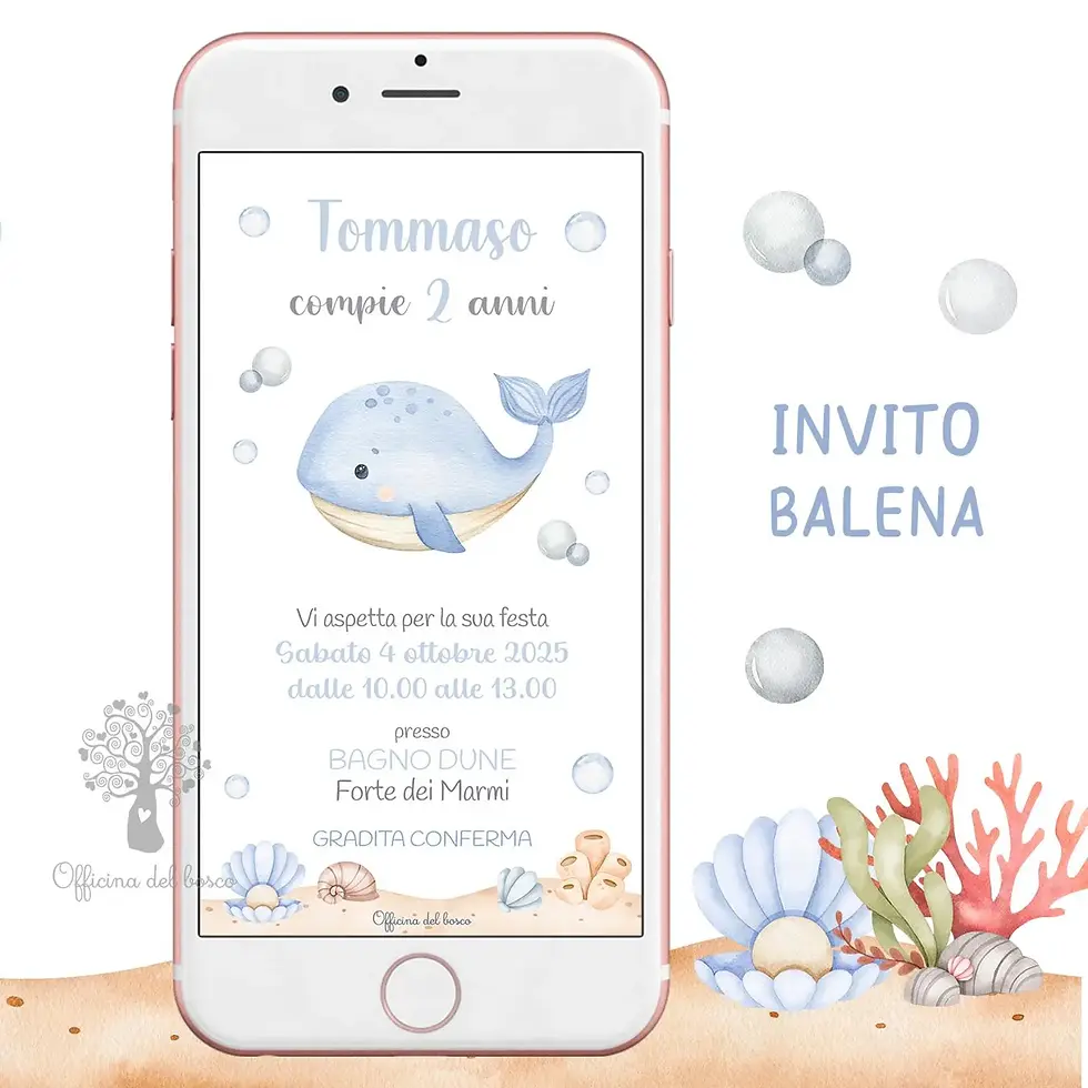 Invito Digitale Compleanno Balena e Mare