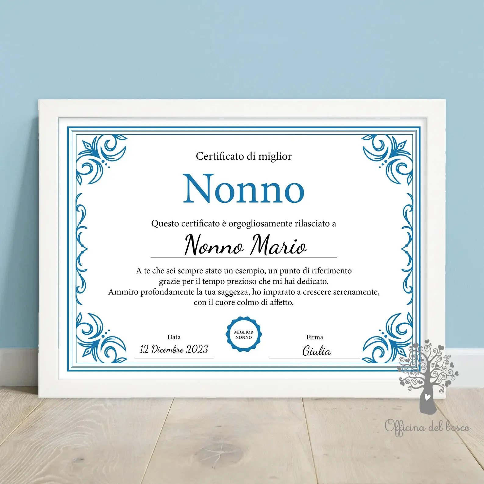 Certificato “Miglior Nonno / Nonna del Mondo” – Il Regalo Perfetto