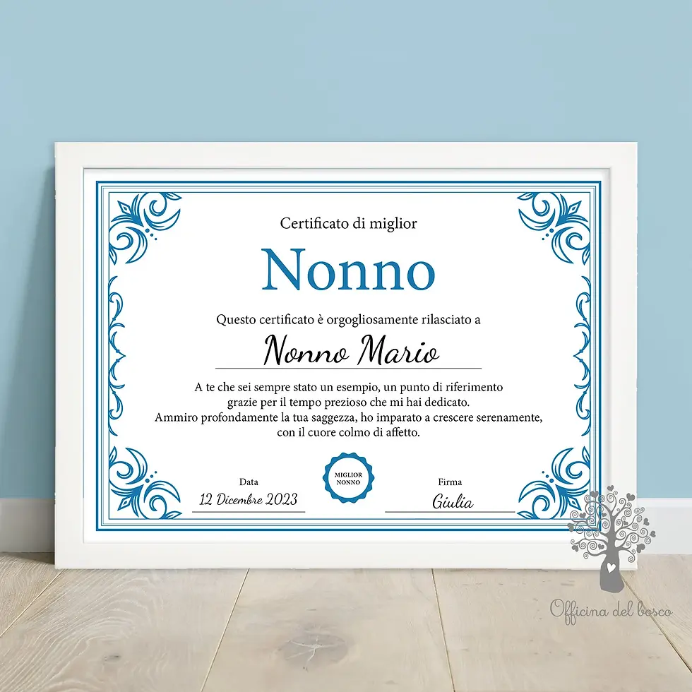 Certificato “Miglior Nonno / Nonna del Mondo” – Il Regalo Perfetto