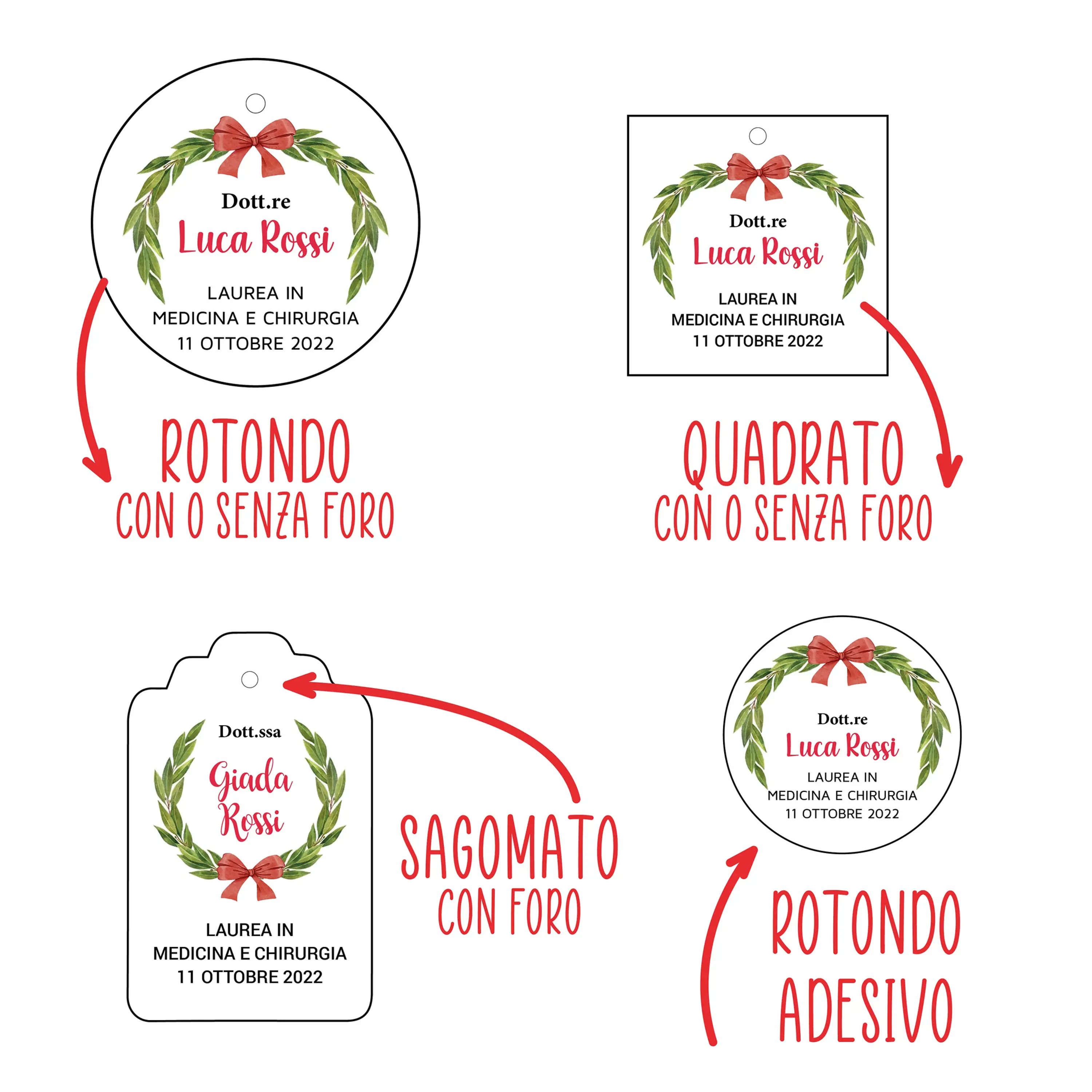 10 Bigliettini e Tag Laurea Personalizzati