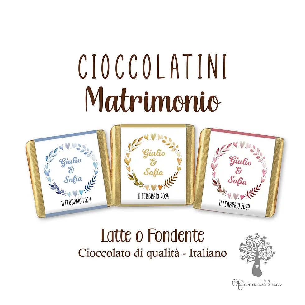 Cioccolatini Personalizzati – Tema Matrimonio con Ghirlanda