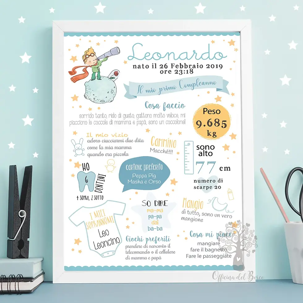 Quadretto Crescita Il Piccolo Principe Personalizzabile