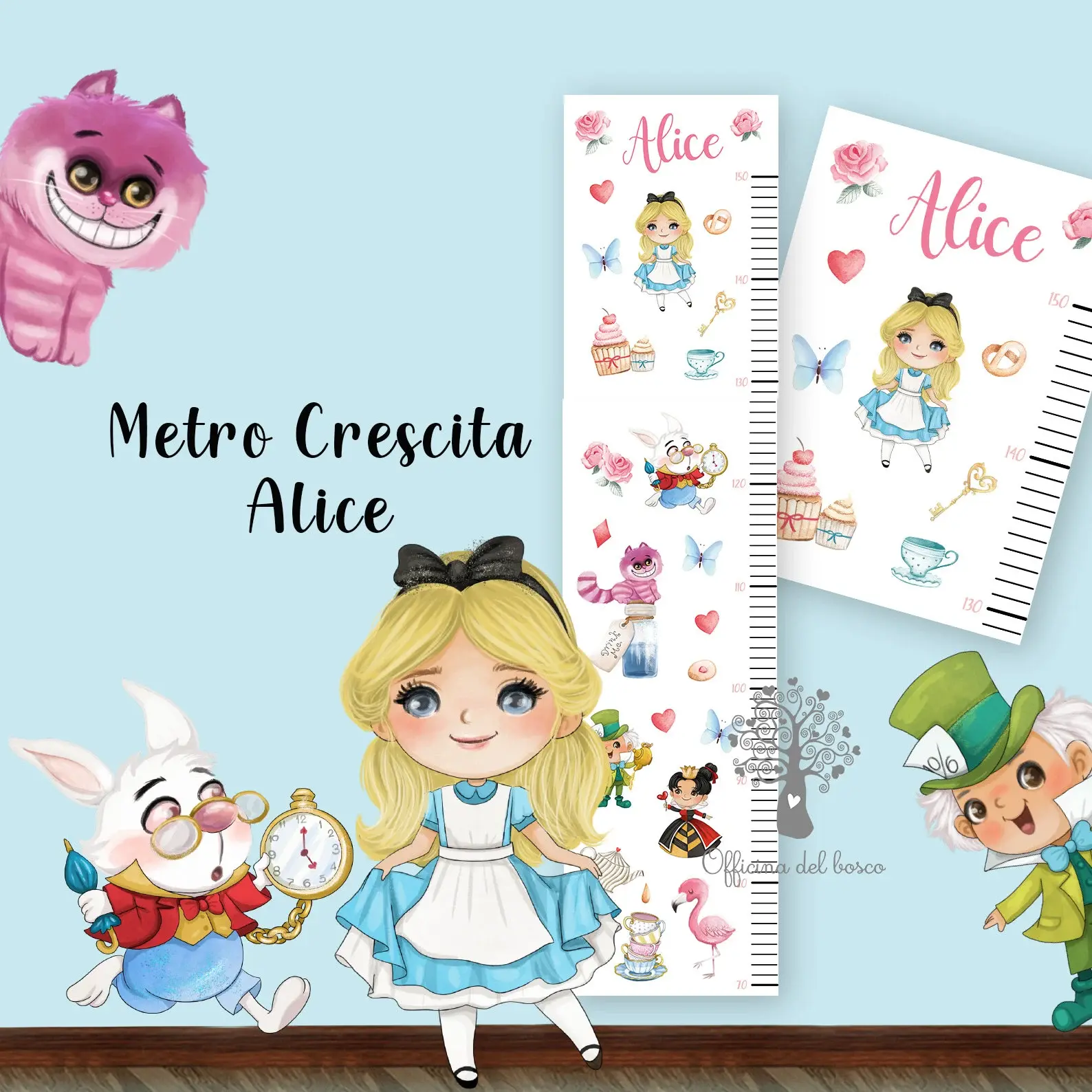 Metro Crescita Bambina – Alice nel Paese delle Meraviglie Personalizzato