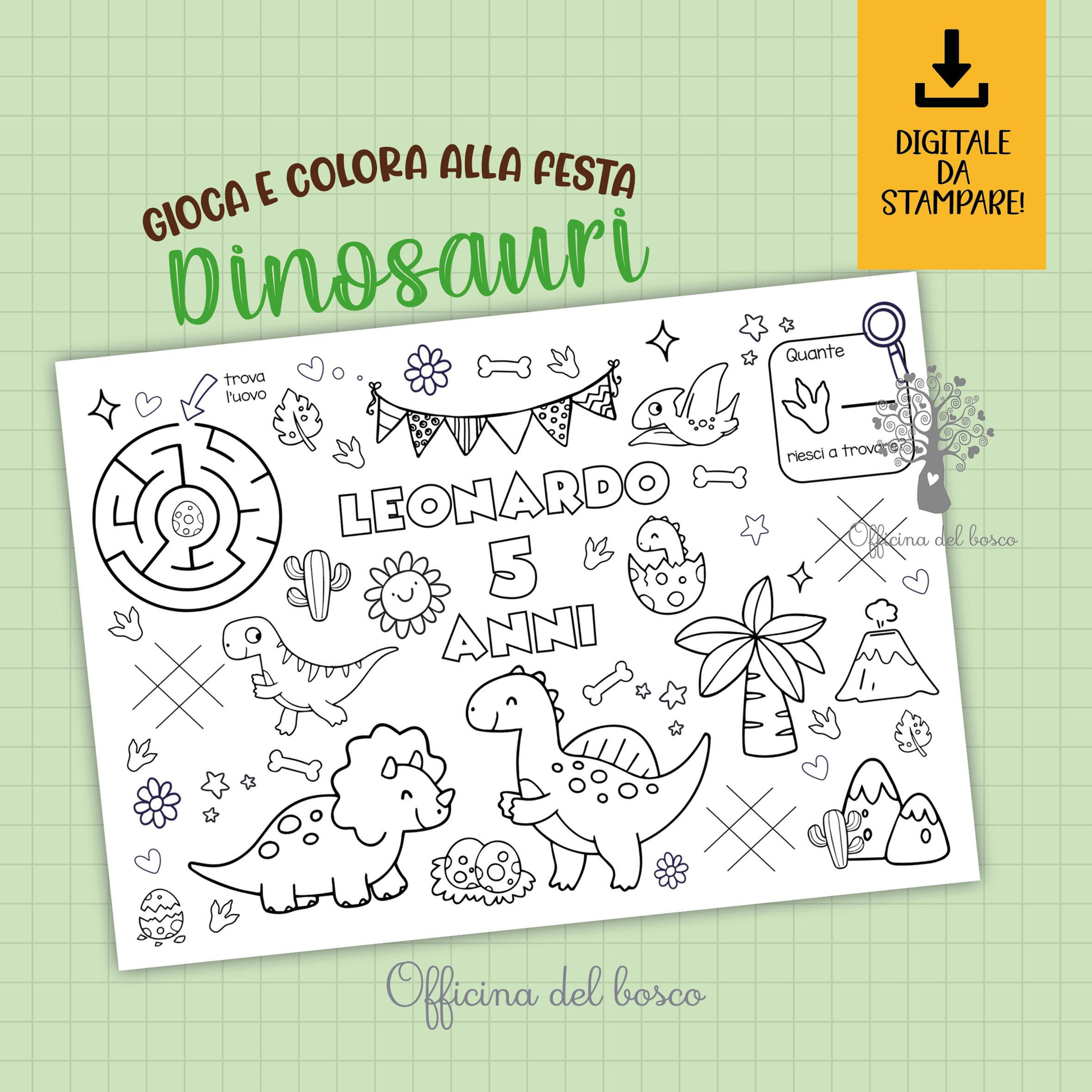 Tovaglietta Attività da Colorare Dinosauri
