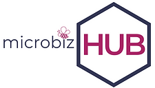 MicroBiz Hub logo that symbolize a bee (self employed) and hub(company) that is represented by hexagon 