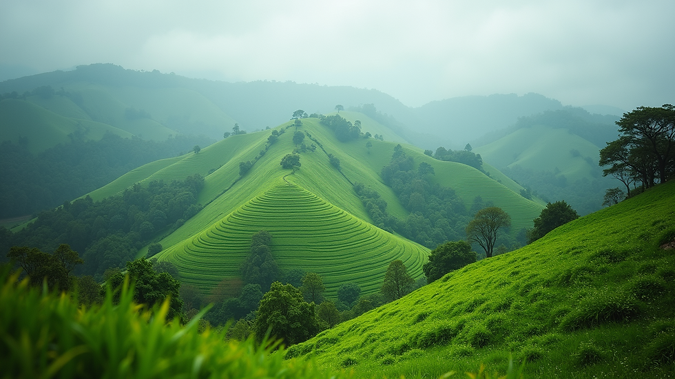 Eye-level view of lush green hills in Nilgiris