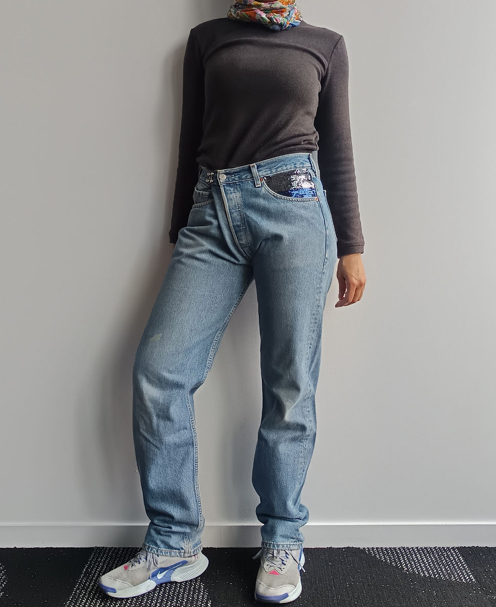 Thumbnail: Reworked light wash 501 Levi's jean - XS to L