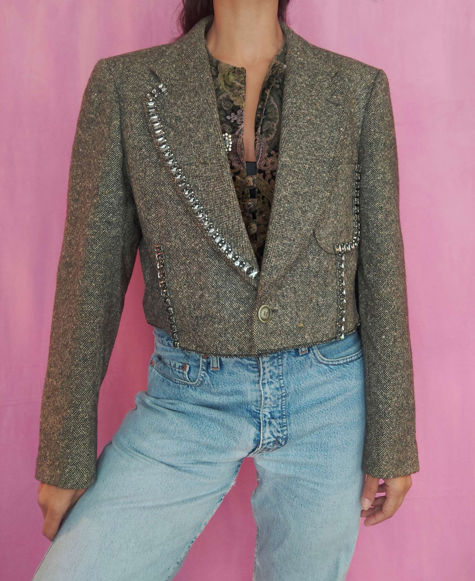 Thumbnail: Reworked wool blazer jacket