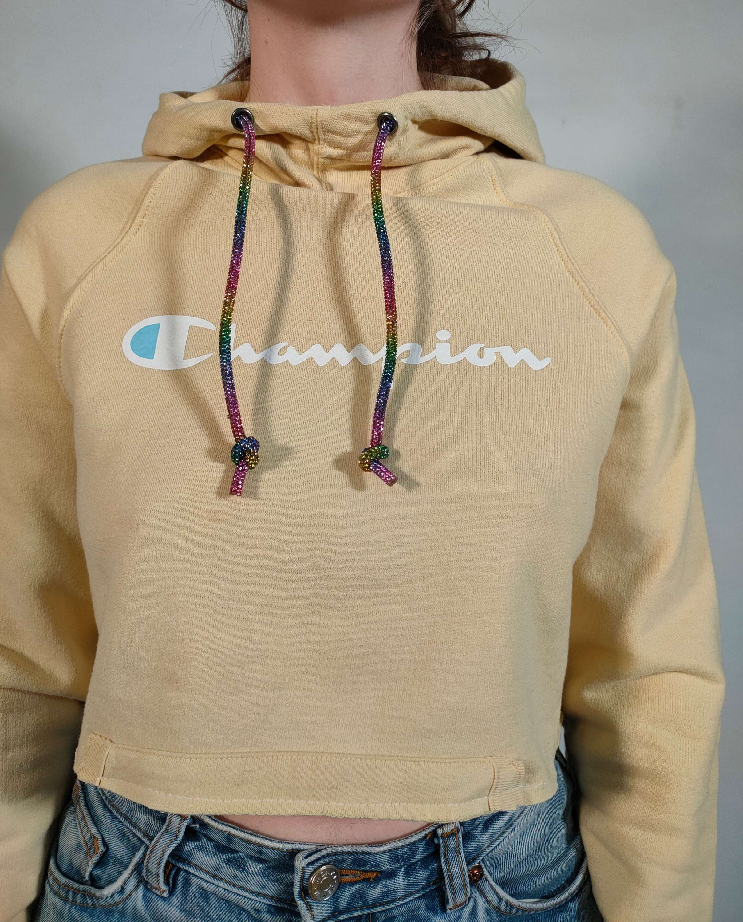 Reworked yellow Champion hoodie - S/M