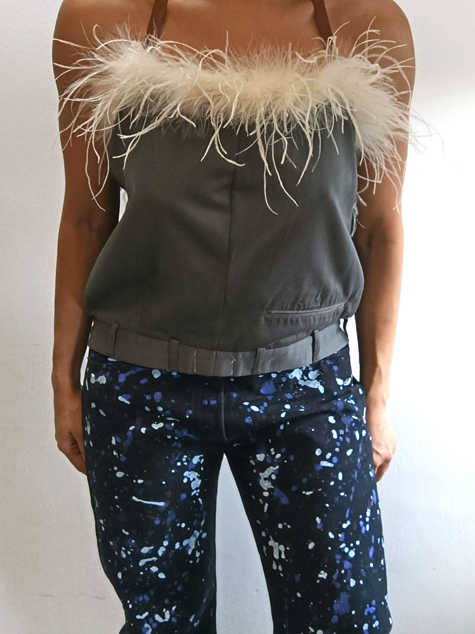 Thumbnail: Reworked grey tailor top - S/M