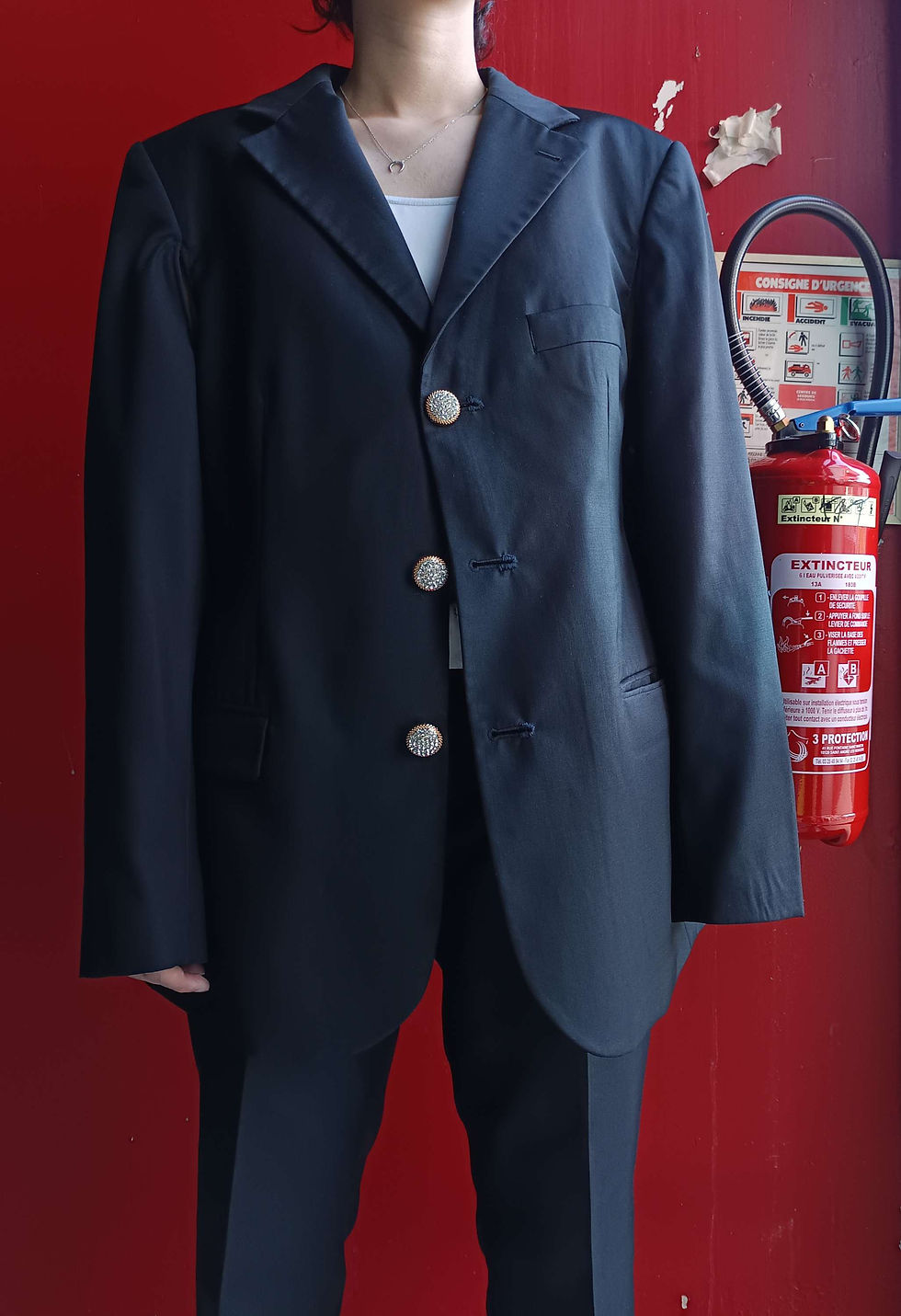 Thumbnail: Reworked black Cacharel blazer  - S/M/L