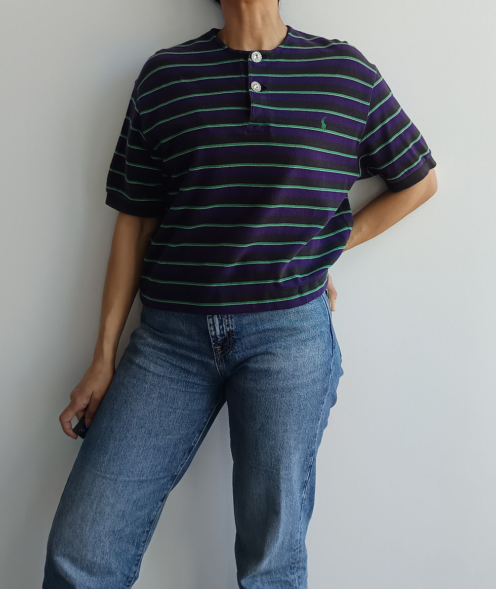 Thumbnail: Reworked Black striped RL polo - S to XL