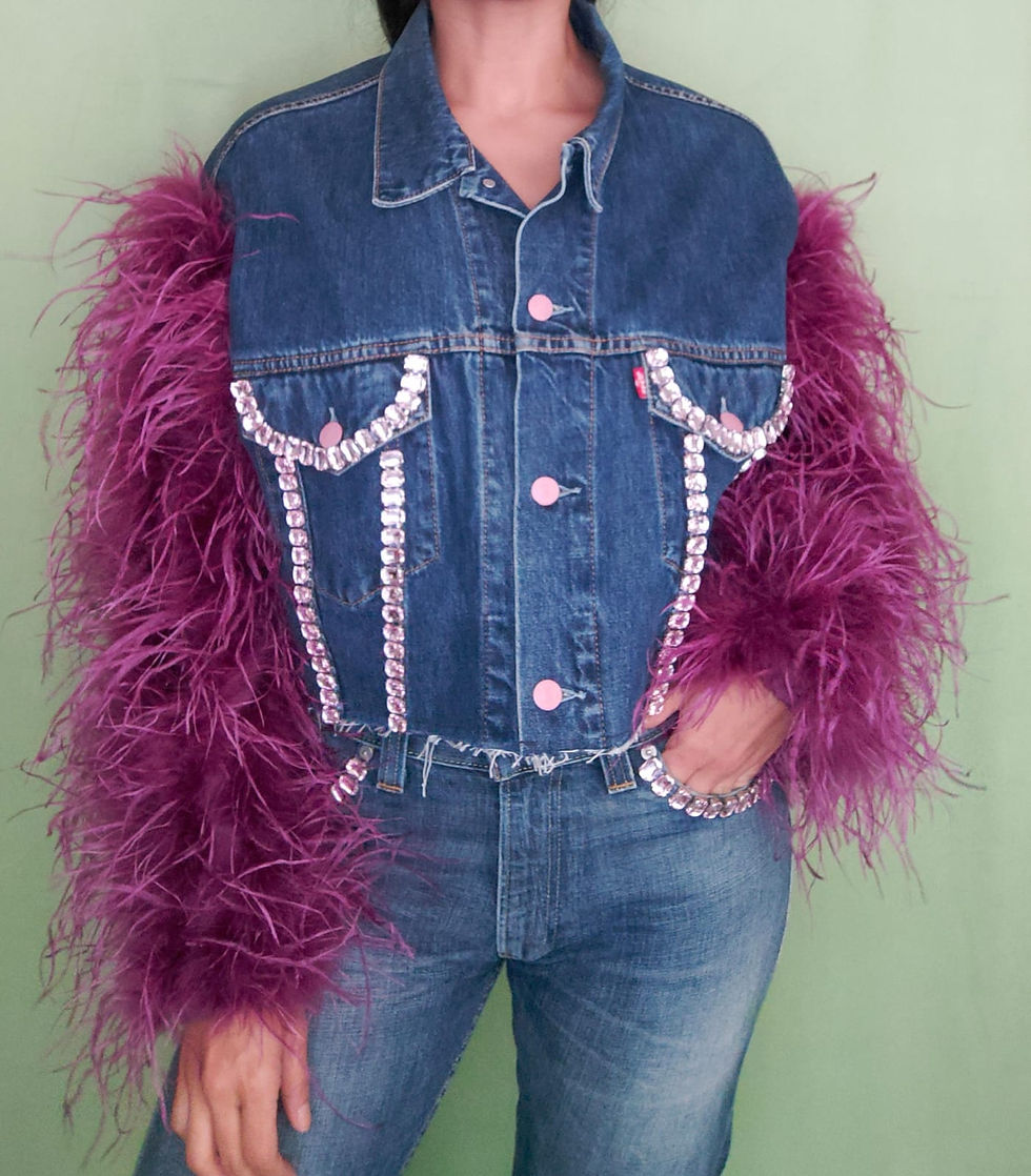Thumbnail: Reworked denim Levi's jacket - S/M/L