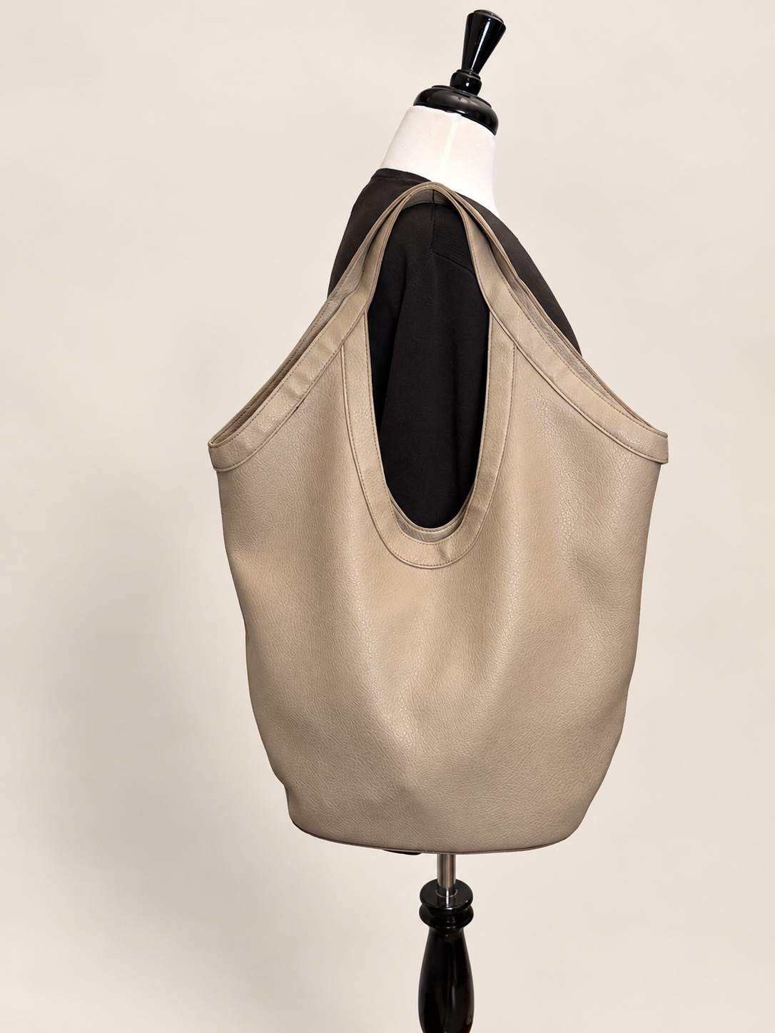 Banana Republic taupe slouchy hobo bag front view