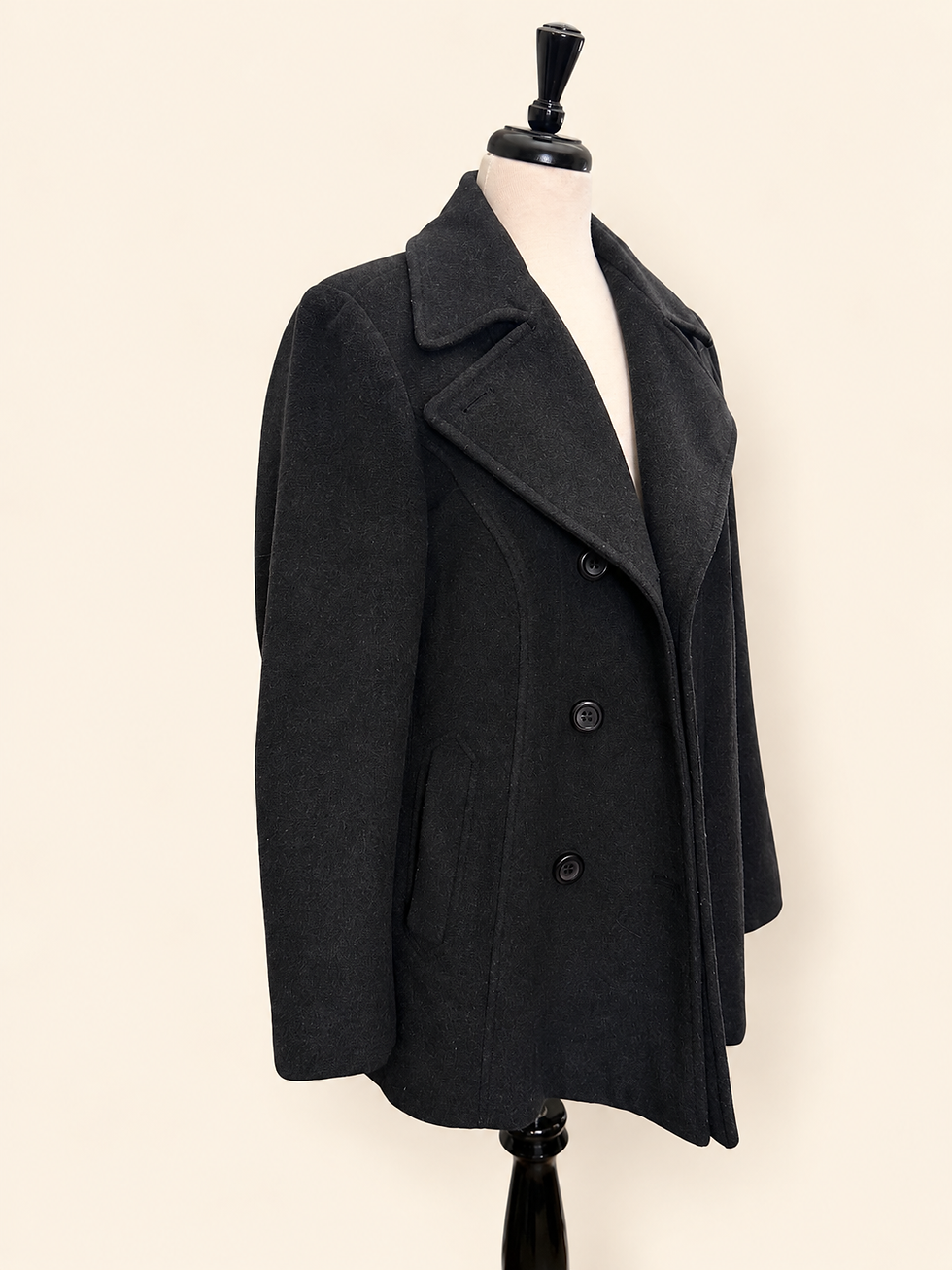 Sonoma Life + Style charcoal gray wool-blend peacoat side view