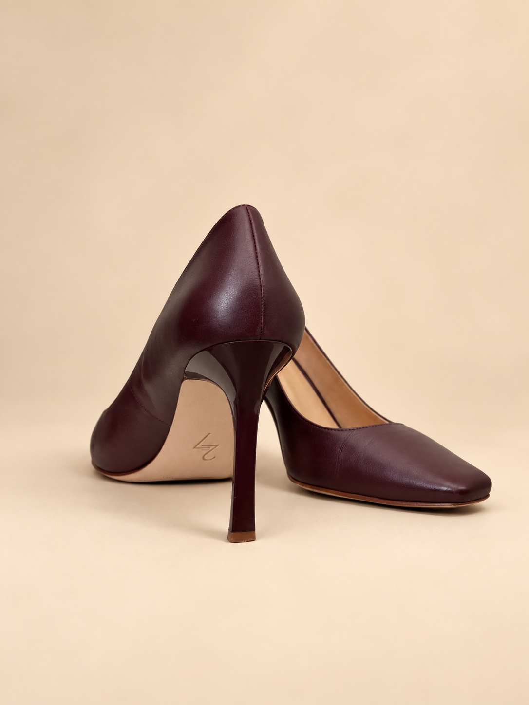 2 Edit burgundy leather square-toe pumps side view