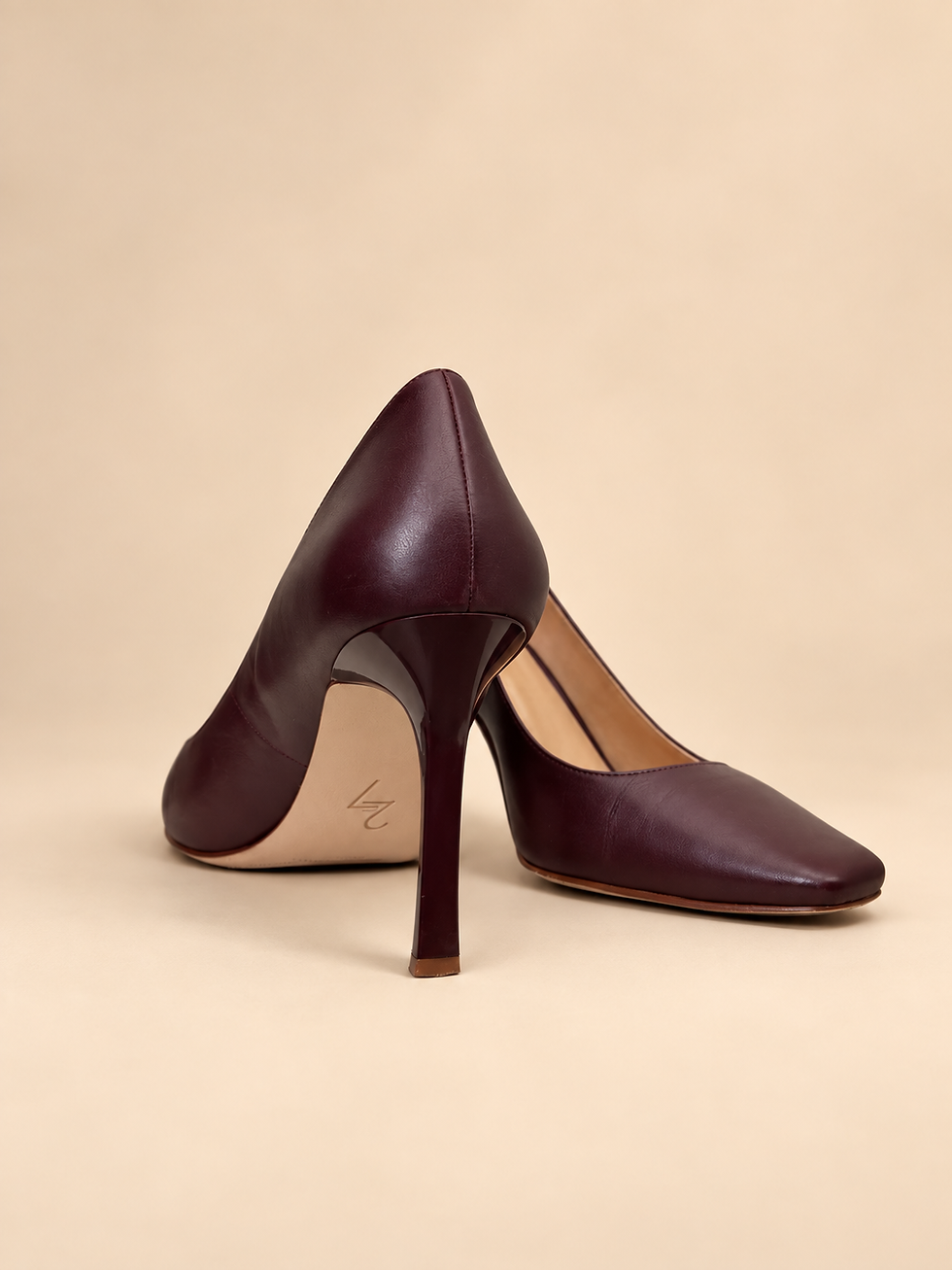 2 Edit burgundy leather square-toe pumps side view