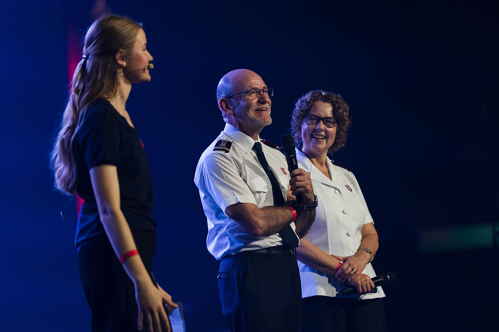 General Lyndon and Commissioner Bronwyn Buckingham being interviewed at the ‘meet & celebrate 2026’ festival. Image: The Salvation Army International Headquarters