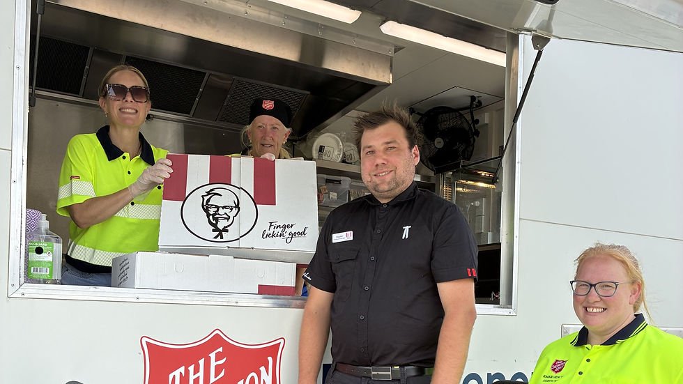 A local KFC representative with the Seymour SAES crew. Image: Supplied