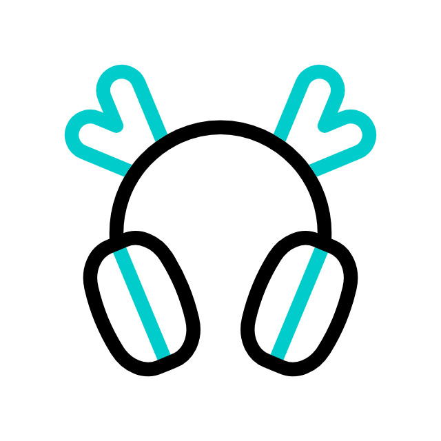 Headphone com enfeite de galhos de rena.